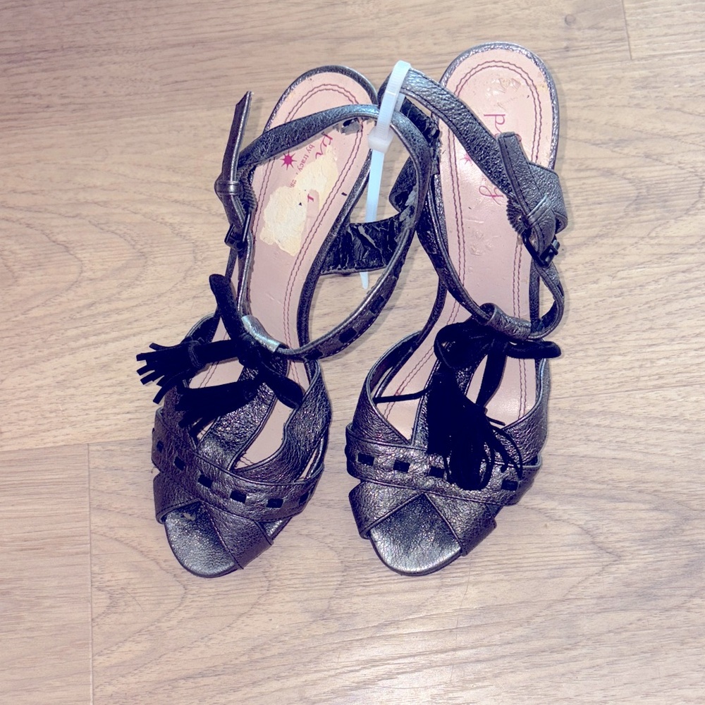 Plenty by Tracy Reese Black Metallic Sandals size 7.5